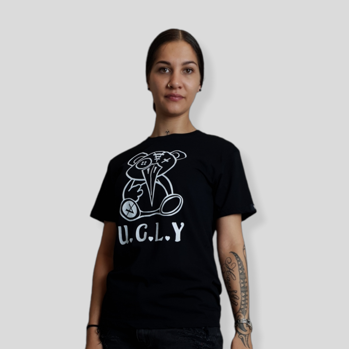 *SAMPLE* UGLY T Shirt Black With White Print