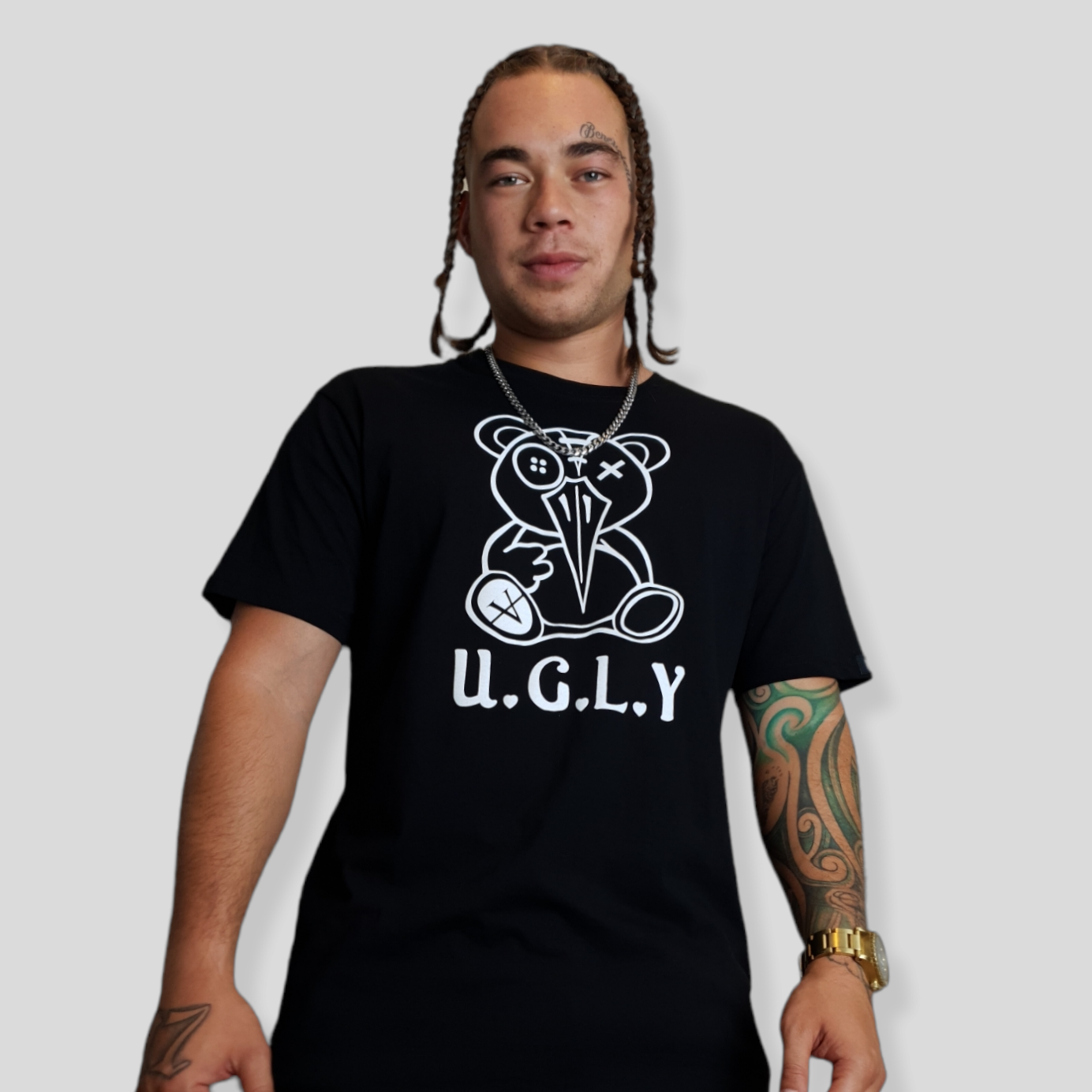 Mens UGLY T Shirt Black With White Print